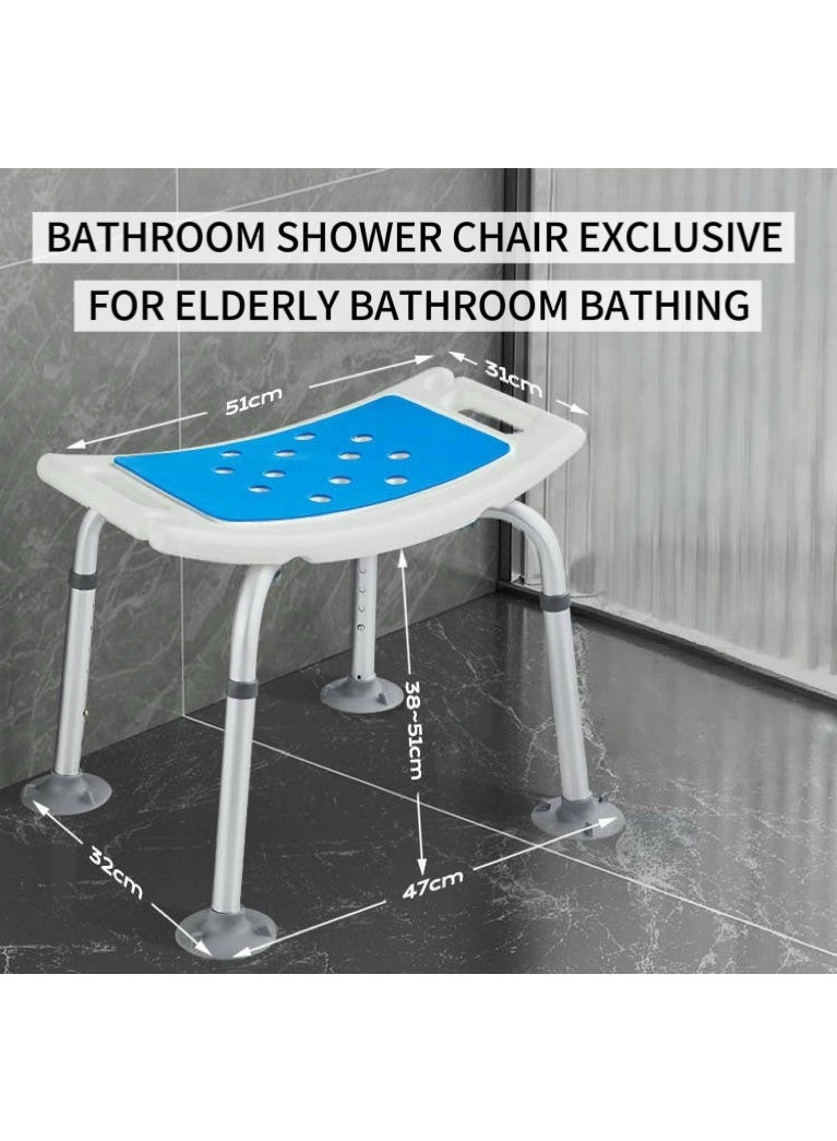 Premium Aluminum Adjustable Shower Chair (6 Heights) - Non-Slip Rubber Tips & Drainage Holes - Max Load 150kg - Bath Seat for Disabled/Seniors - Image 2