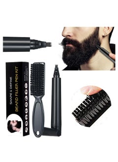 Kanza Beard Pen (Black) Beard & Moustache Pen And Beard Brush Combo Set Beard Filler For Home Travel & Barber Use Exclusively For Men  - Image 3