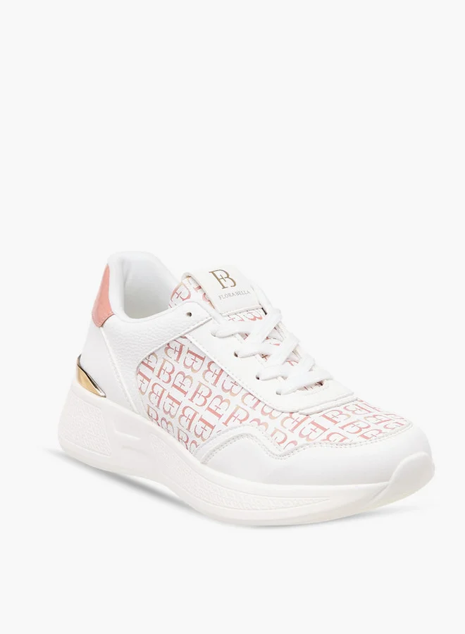 Flora Bella By Shoexpress Women's Monogram Print Lace-Up Sneakers