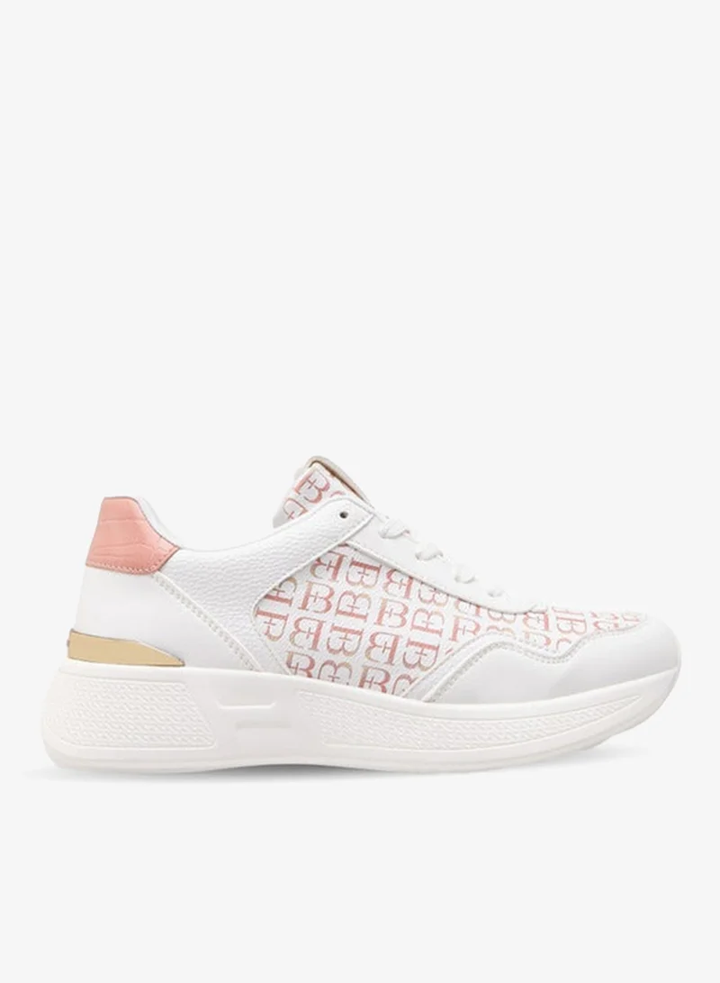 Women's Monogram Print Lace-Up Sneakers