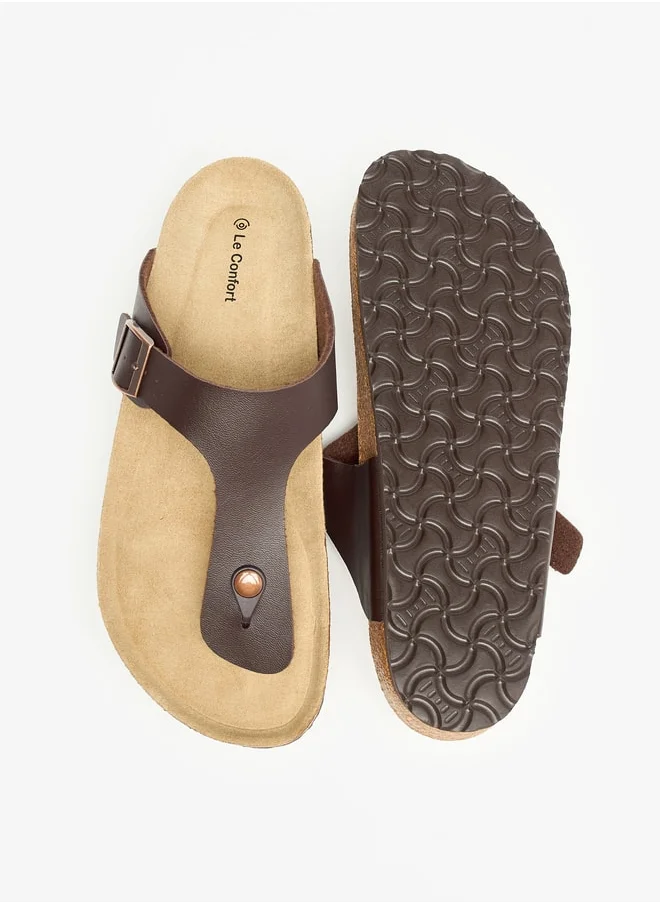 Le Confort Men Buckle Detail Slip-On Sandals