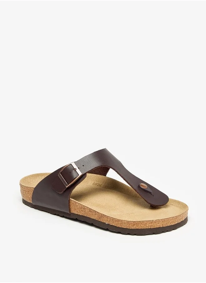 لو كونفورت Men Buckle Detail Slip-On Sandals