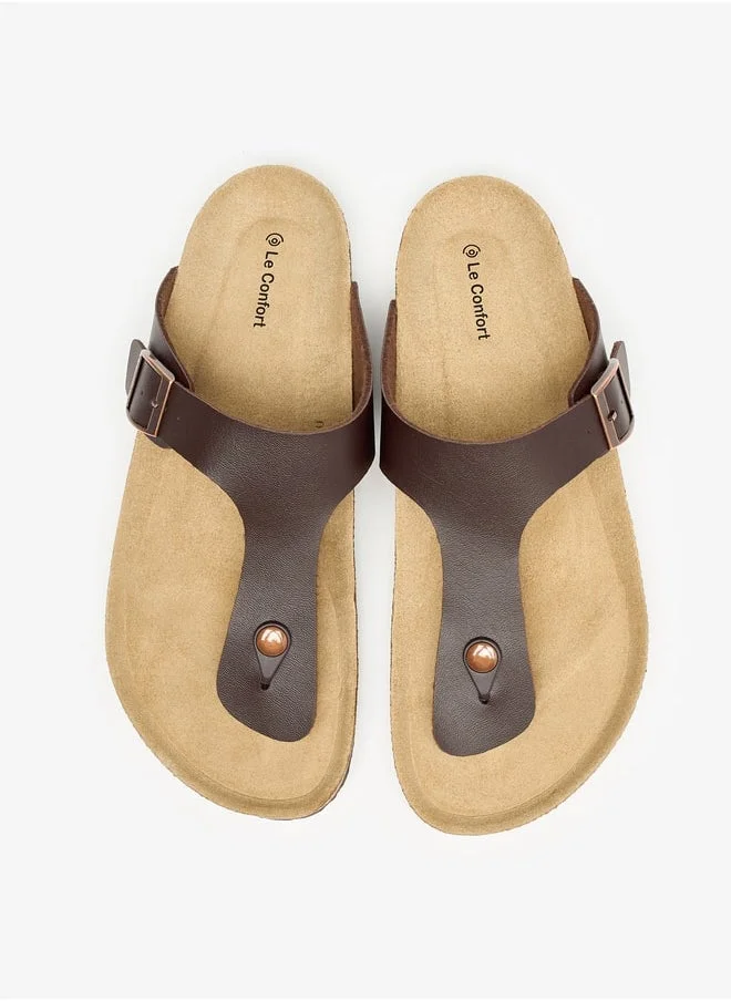 لو كونفورت Men Buckle Detail Slip-On Sandals