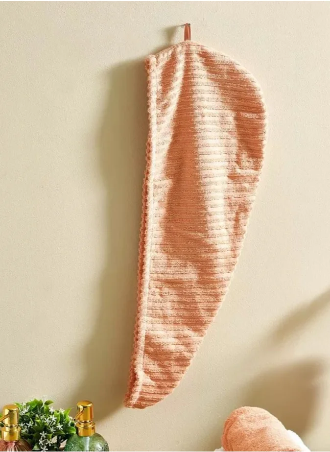 1Chase Ribbed Cotton Hair Towel Wrap Coral