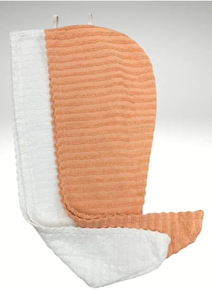 1Chase Ribbed Cotton Hair Towel Wrap Coral