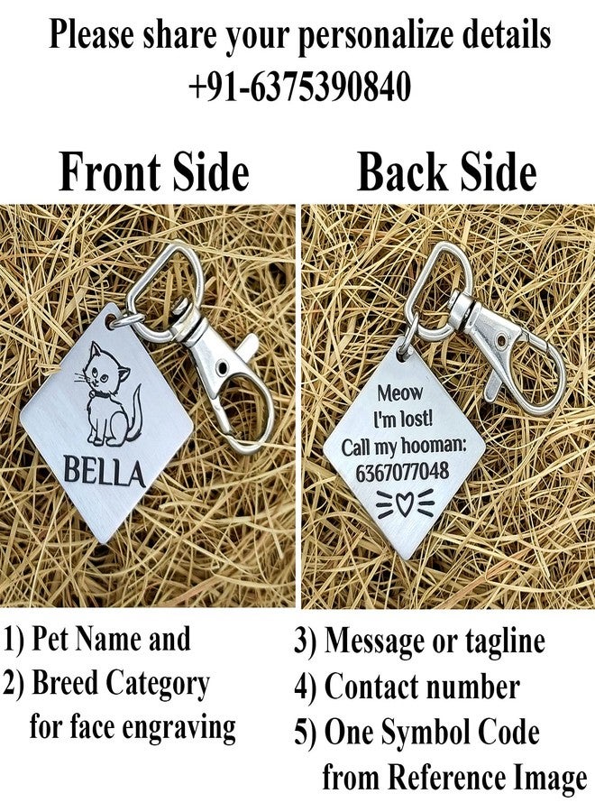 BAMALI Trendz Pet ID Tag Customize Black Laser Engraved Matt Finish Name Collar Tag for Your Loving Pet Dog, Cat, Puppy, Horse. Personalize Photo engrave Tag (Sqaure (S), Stainless Steel) - Image 3