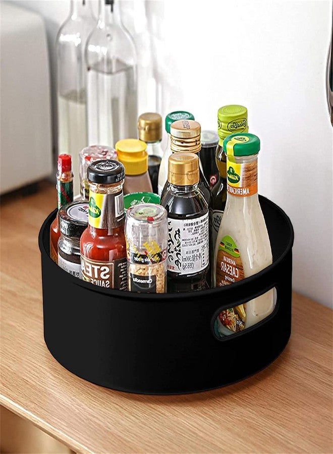 KEXES Multi-Purpose 360° Rotating Kitchen Organizer Tray Lazy Susan Rack Kitchen Storage Revolving Tray Cosmetic Organizer Rotating Tray Lazy Susan for Kitchen Spice Box Organizer (Black) - Image 1