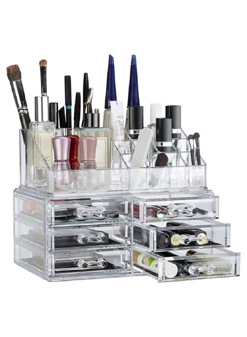 Acrylic Cosmetic and Lipstick Organizer Box - 6 Drawers - Image 1