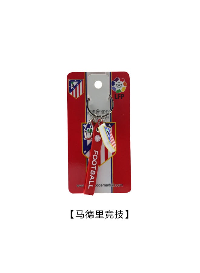 Atletico Madrid Chelsea Arsenal Liverpool Real Madrid Ball Club Double-sided Pvc Rope Keychain Football Fans Pendant