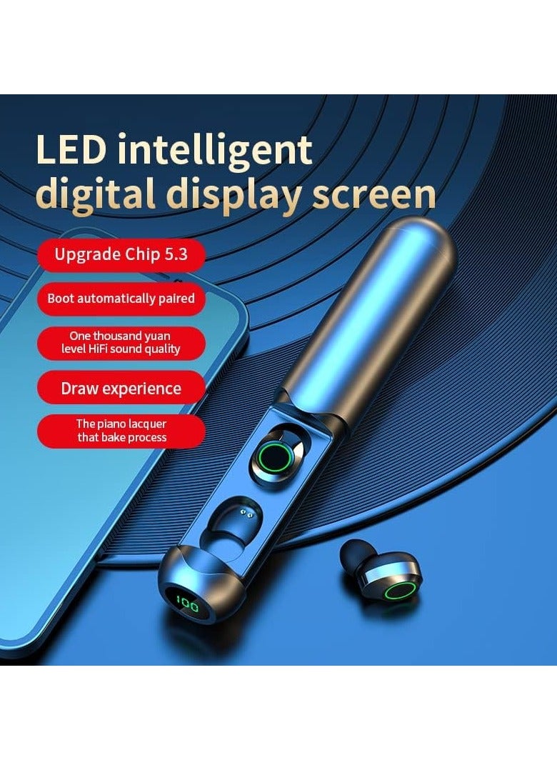 BQ40 Bluetooth 5.3 Wireless Earbuds with Wireless Charging Case, LED Digital Display Charging Case, 5 Hours Playtime Bluetooth Earbuds (Black) - Image 3