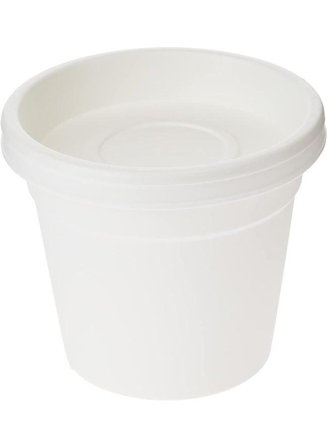 Cosmoplast Cosmoplast Round Flower Pot with Tray 8 inch White  - Image 2