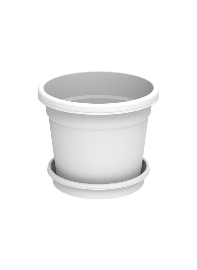 Cosmoplast Cosmoplast Round Flower Pot with Tray 8 inch White  - Image 1