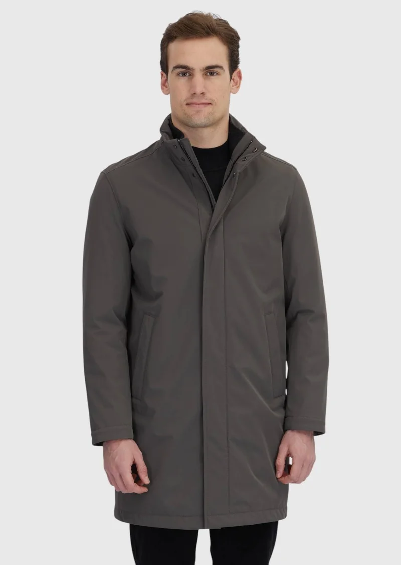 RAMSEY Brown Regular Fit Turtleneck Casual Weaving Coat