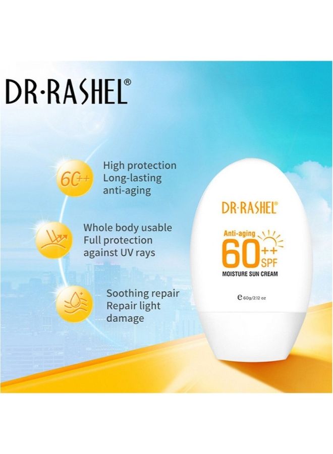 DR. RASHEL Anti-Aging Moisturizing Sunscreen Cream SPF 60++ White 60grams - Image 2