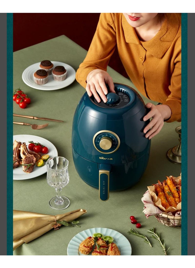 Multifunctional Mechanical Air Fryer Oven 3.0L 1350W Non-stick Oil Free Cooker Auto Shut-Off Frying Machine With Adjustable Timer and Temperature (Green)