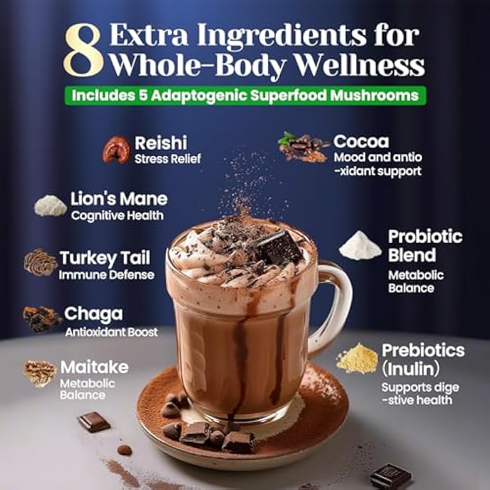 Venture Pal Mushroom Hot Cocoa Mix, 3mg Melatonin Sleep Support with Reishi, Magnesium Glycinate & L-Theanine, Sugar Free, 30 Servings - Image 5