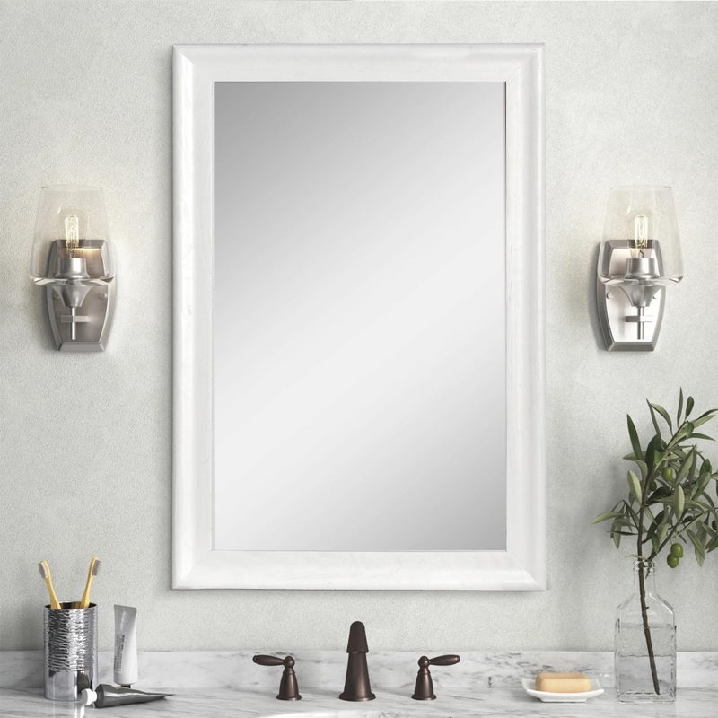 CULER White Wood Wall Mirror for Bathroom,Rectangle Rustic 24 x 36 inch Hanging Vanity Mirrors with Wooden Frame for Living Room,Bedroom,Entryway (24x36 inch, White) - Image 1
