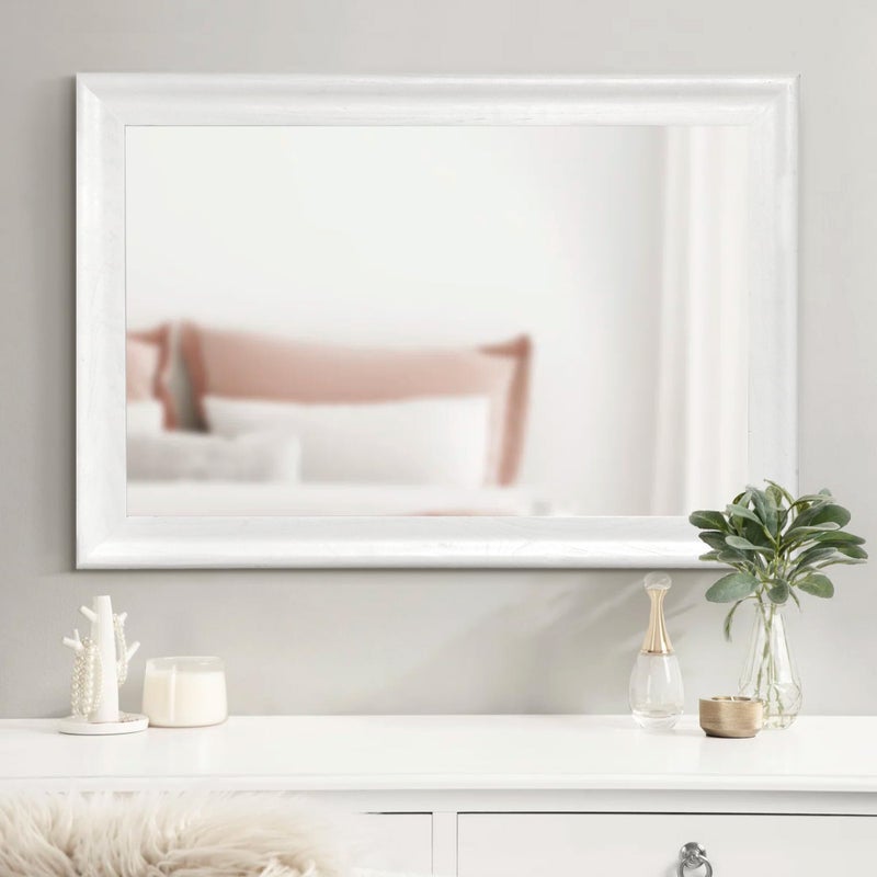 CULER White Wood Wall Mirror for Bathroom,Rectangle Rustic 24 x 36 inch Hanging Vanity Mirrors with Wooden Frame for Living Room,Bedroom,Entryway (24x36 inch, White) - Image 3