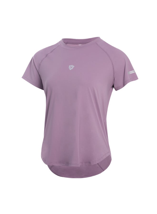 T-shirt Women's Summer Reflective Printed Quick-drying Top Breathable Mesh Crewneck Fitness Short-sleeved Running Jumper Sports Clothing