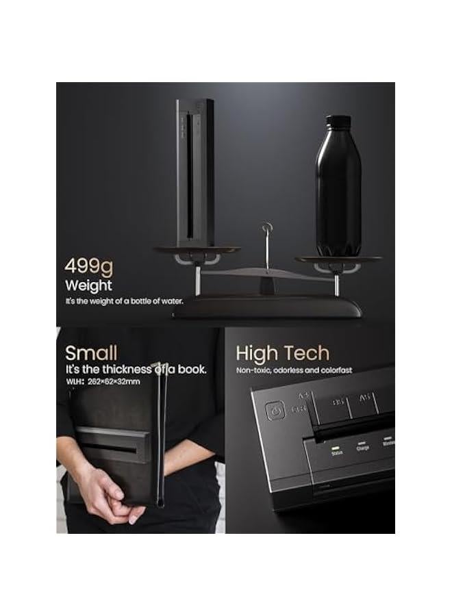 phomemo G100 Ultra Fast Portable Printers Wireless for Travel, 100mm/s, 499g, 300DPI, 1300mAh, Thermal Inkless Bluetooth 5.2/USB 2.0, iOS/Android/PC, US Letter/A4/A5/B5/B5w, with Carry & 20 Sheets - Image 4