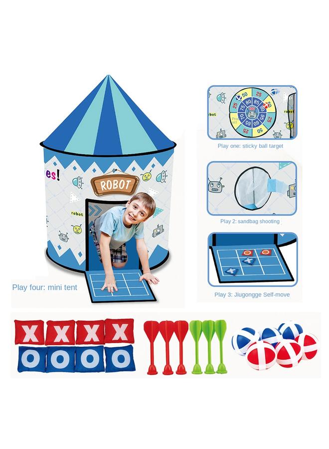 الأزرق جي دبليو <رماية أكياس الرمل> أربعة في واحد رمي لعبة خيام ألعاب خيام أطفال قاعدة سرية ألعاب خيام - Image 3