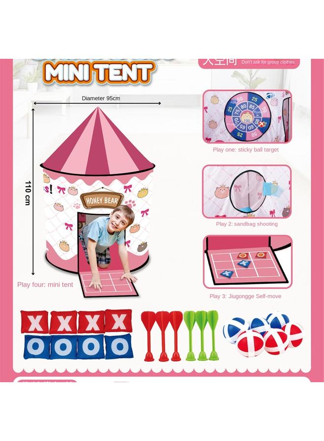 الأزرق جي دبليو <رماية أكياس الرمل> أربعة في واحد رمي لعبة خيام ألعاب خيام أطفال قاعدة سرية ألعاب خيام - Image 4