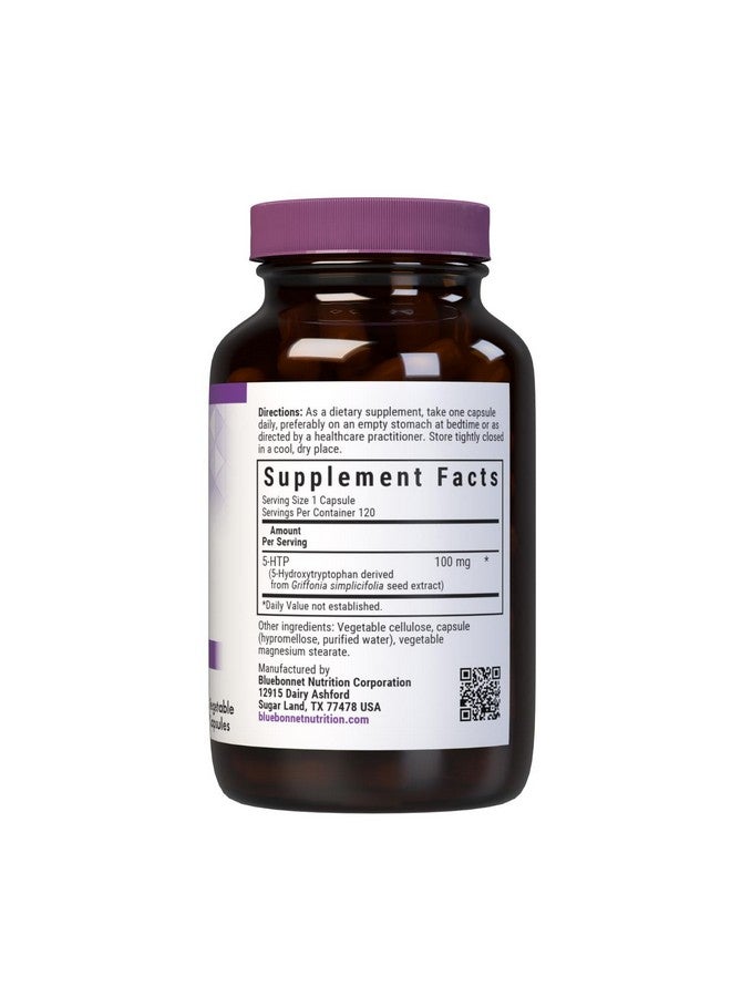 Bluebonnet Nutrition 5-HTP(Hydroxytrypophan) 100mg, for Neurotransmitter Support*, Supports Positive Mood*, Soy-Free, Gluten-Free, Non-GMO, Kosher Certified, Vegan, White,120 Vegetable Capsule - Image 2
