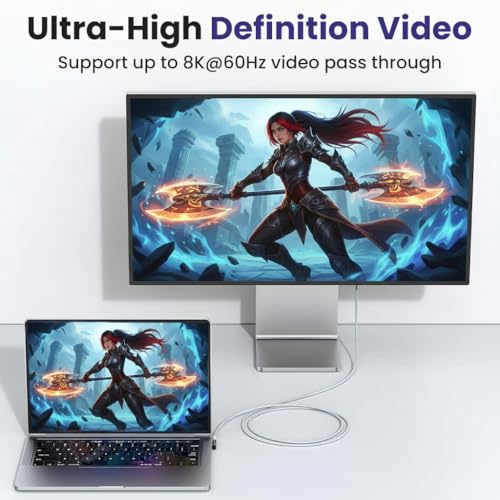 Verilux® PD 100W 90 Degree USB- C Adapter, Right Angle USB C Male to Female Adapter Support 40Gbps Fast Data Transmission & 8K@60Hz HD Video Output for Thunderbolt 4/3, MacBook, Laptop, Phones - Image 5