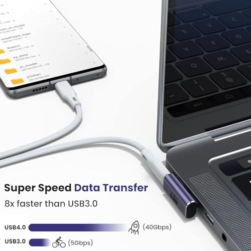 Verilux® PD 100W 90 Degree USB- C Adapter, Right Angle USB C Male to Female Adapter Support 40Gbps Fast Data Transmission & 8K@60Hz HD Video Output for Thunderbolt 4/3, MacBook, Laptop, Phones - Image 4