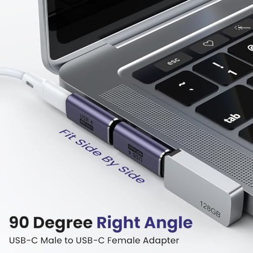 Verilux® PD 100W 90 Degree USB- C Adapter, Right Angle USB C Male to Female Adapter Support 40Gbps Fast Data Transmission & 8K@60Hz HD Video Output for Thunderbolt 4/3, MacBook, Laptop, Phones - Image 2