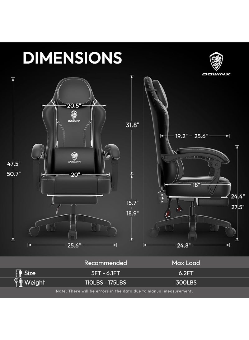 Mahmayi Ergonomic Adjustable Gaming Chair with High Back Leather Ideal for Home and Office Use, Head Support, Backrest Tilt, Footrest, and Massage Lumbar Support for Ultimate Comfort - White - Image 3