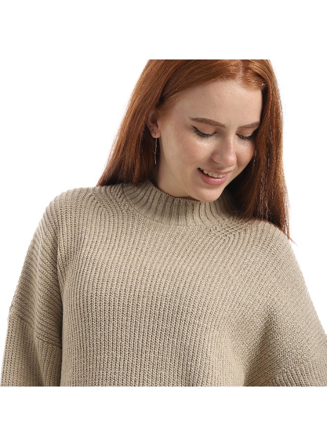 Caesar Women's plain wool sweater with a round neck - Image 3