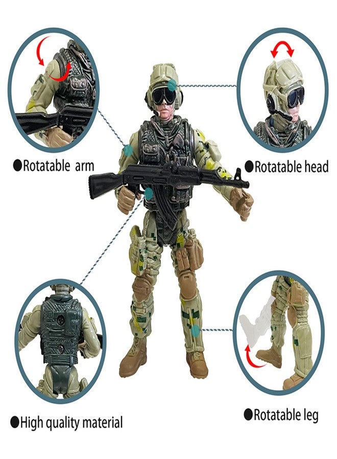 SCAHOW 6pcs Military Action Figures, Soldier Toys for 3 4 5 6 7+ Year Old Boys, Amy Men Action Figures & Playsets with Accessories, Gifts for Kids Toddlers, Christmas Stocking Stuffers Party Favor - Image 4
