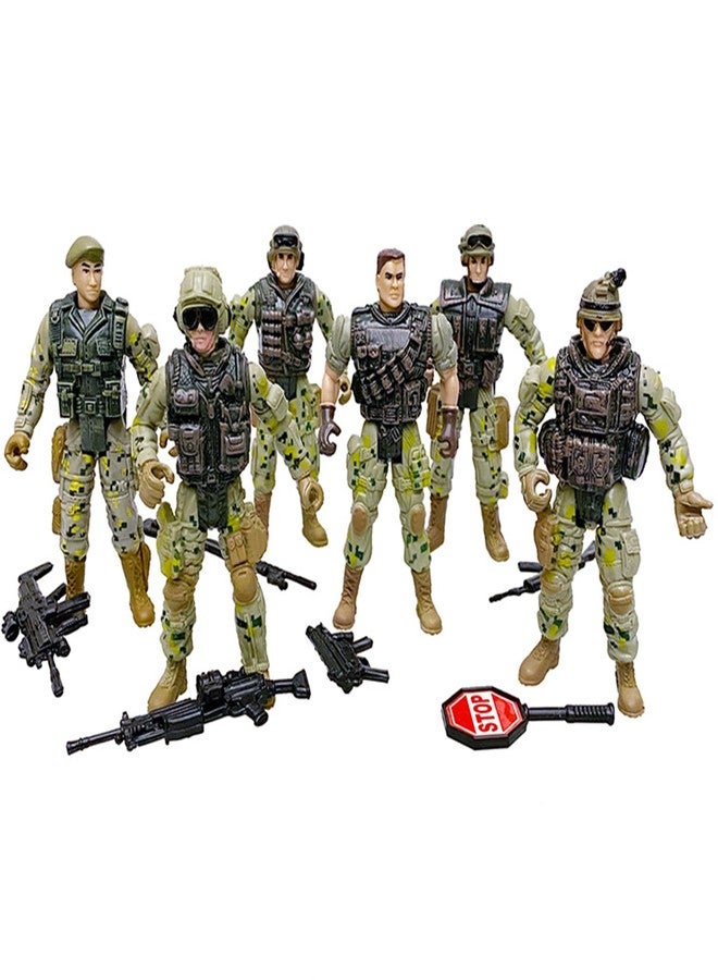 SCAHOW 6pcs Military Action Figures, Soldier Toys for 3 4 5 6 7+ Year Old Boys, Amy Men Action Figures & Playsets with Accessories, Gifts for Kids Toddlers, Christmas Stocking Stuffers Party Favor - Image 1