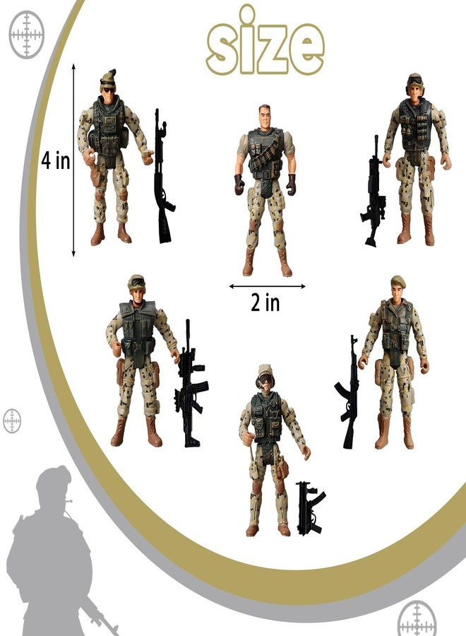 SCAHOW 6pcs Military Action Figures, Soldier Toys for 3 4 5 6 7+ Year Old Boys, Amy Men Action Figures & Playsets with Accessories, Gifts for Kids Toddlers, Christmas Stocking Stuffers Party Favor - Image 2