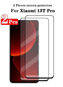 Ocean 2 Pieces Full Cover Glass Screen Protector, HD Tempered Glass Film, 9H Tempered Glass Film, Shatterproof Anti-Scratch Film Screen Protector, Suitable for Xiaomi 13T Pro Black/Clear  - Image 1