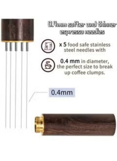 Ocean Wood Handle Natural Stainless Steel Needles Blender Kitchen Accessories Hand Stirrer Leveler Tamper Distributor Espresso Powder Stirrer Needle Coffee Tamper  - Image 4