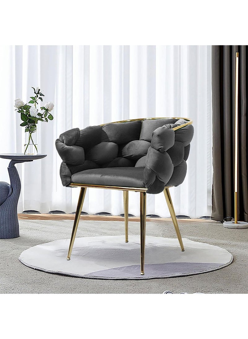 GT-Wheel Luxury Handmade Accent Chair Modern Velvet Armchair with Gold Metal Legs and Elegant Tufted Back - Image 4