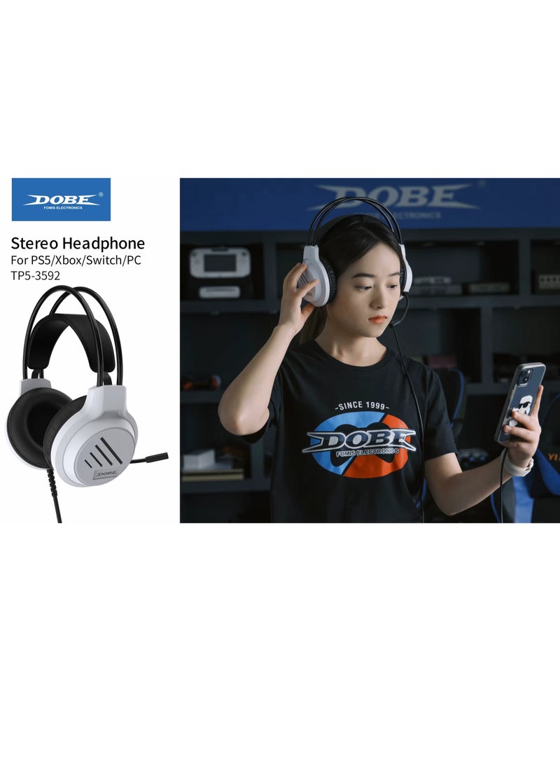 دوبي سماعات رأس Dobe TP5-3592 باللونين الأبيض والأسود مقاس 3.5 مم - متوافقة مع وحدات تحكم سلسلة P5/P4/PC/XBOX/Switch (باللونين الأبيض والأسود) - Image 4