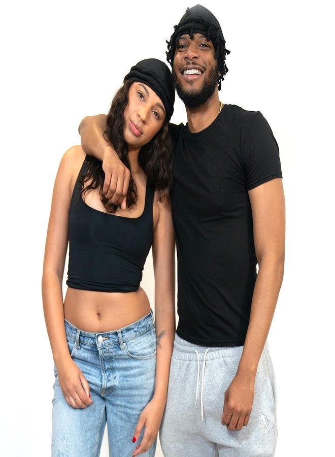 Veeta Superior Halo Turban Silk Satin Lined Head Wrap, Pre-Tied Tassel Turban for Men & Women, Turban Durag Wave Cap (Black) - Image 4