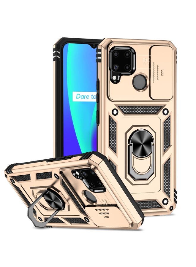 HuHa Case Cover For Realme C11 / C12 / C15 Sliding Camshield Holder Phone Case Gold