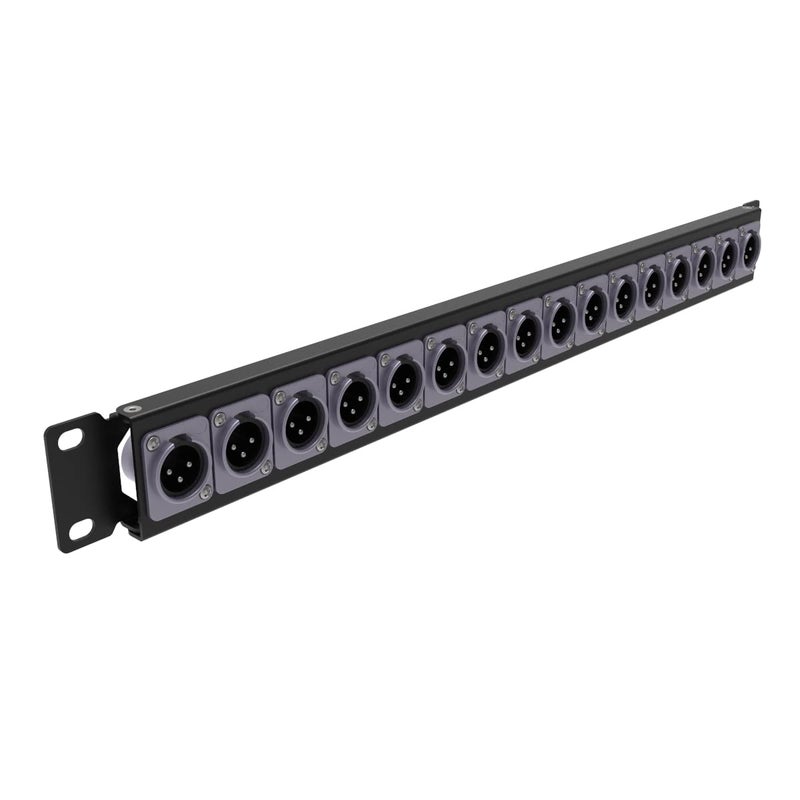 QiaoYoubang 1U Hinged Rack Panel XLR HDMI Audio Rack Mount Panel with 16 D-Series Punch-Outs for 19 Inch Audio Enclosure Server Computer Equipment Studio (1U16D) - Image 2