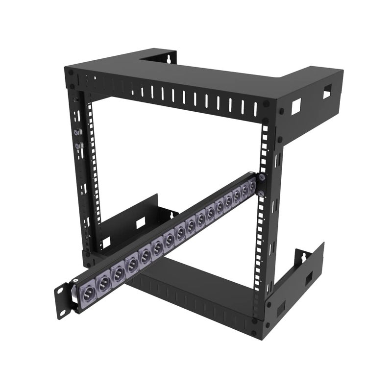 QiaoYoubang 1U Hinged Rack Panel XLR HDMI Audio Rack Mount Panel with 16 D-Series Punch-Outs for 19 Inch Audio Enclosure Server Computer Equipment Studio (1U16D) - Image 5