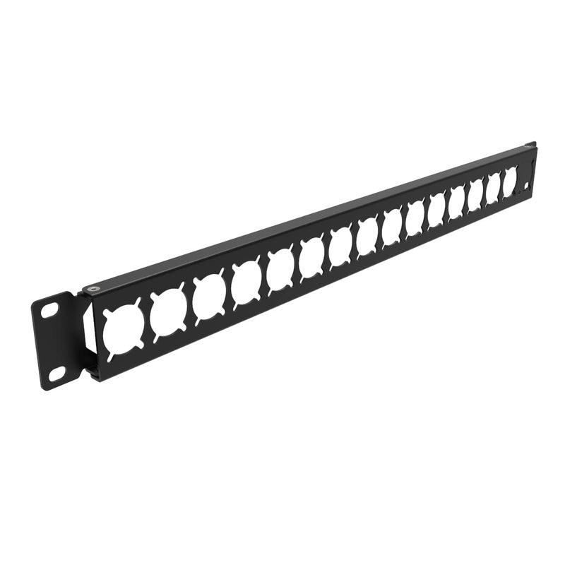 QiaoYoubang 1U Hinged Rack Panel XLR HDMI Audio Rack Mount Panel with 16 D-Series Punch-Outs for 19 Inch Audio Enclosure Server Computer Equipment Studio (1U16D) - Image 1