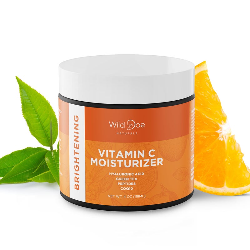 Wild Doe Naturals Vitamin C Face & Neck Moisturizer - Firming Eye Cream, Anti-Aging, Glowing Skin with Green Tea, Hyaluronic Acid, Vitamin E, Jojoba Oil 4oz - Image 1