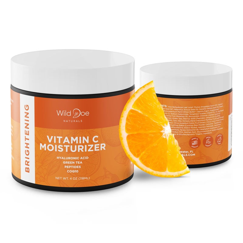 Wild Doe Naturals Vitamin C Face & Neck Moisturizer - Firming Eye Cream, Anti-Aging, Glowing Skin with Green Tea, Hyaluronic Acid, Vitamin E, Jojoba Oil 4oz - Image 2