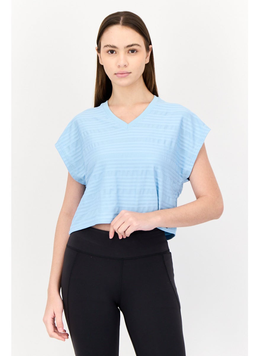 Reebok Women Sportswear Fit Short Sleeve Outdoor T-Shirt, Light Blue  - Image 1