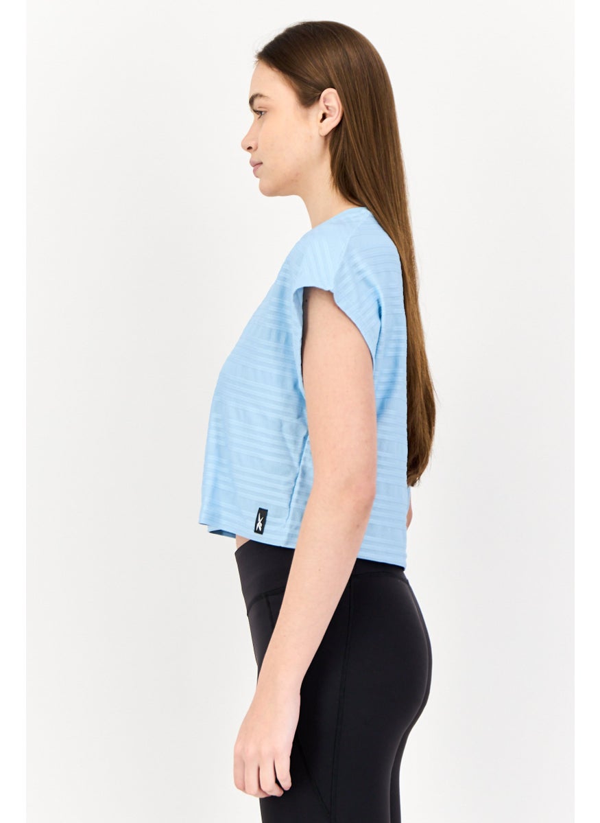 Reebok Women Sportswear Fit Short Sleeve Outdoor T-Shirt, Light Blue  - Image 2
