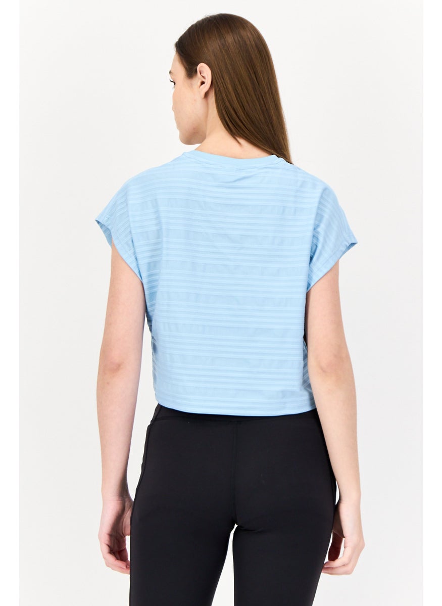 Reebok Women Sportswear Fit Short Sleeve Outdoor T-Shirt, Light Blue  - Image 3