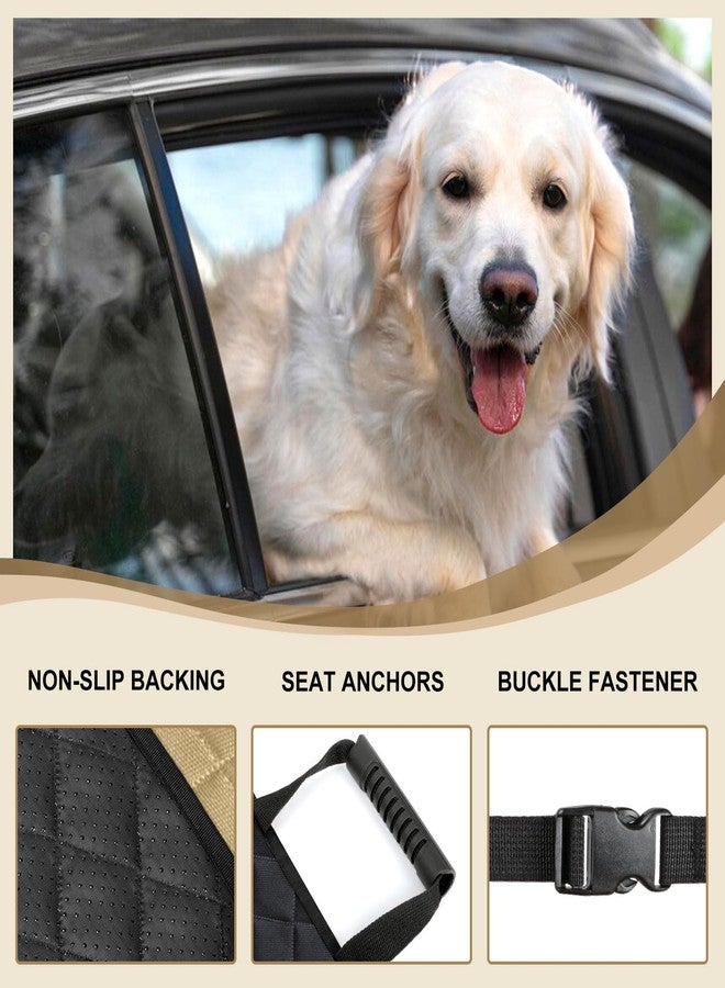 NECKORY Pets Front Seat Cover for SUV, Trucks, Sedans, Waterproof Car Seat Protector Covers for Dogs Front Seats, Nonslip Scratch-Proof Dog Seat Cover for Cars- S, Khaki/Black - Image 3